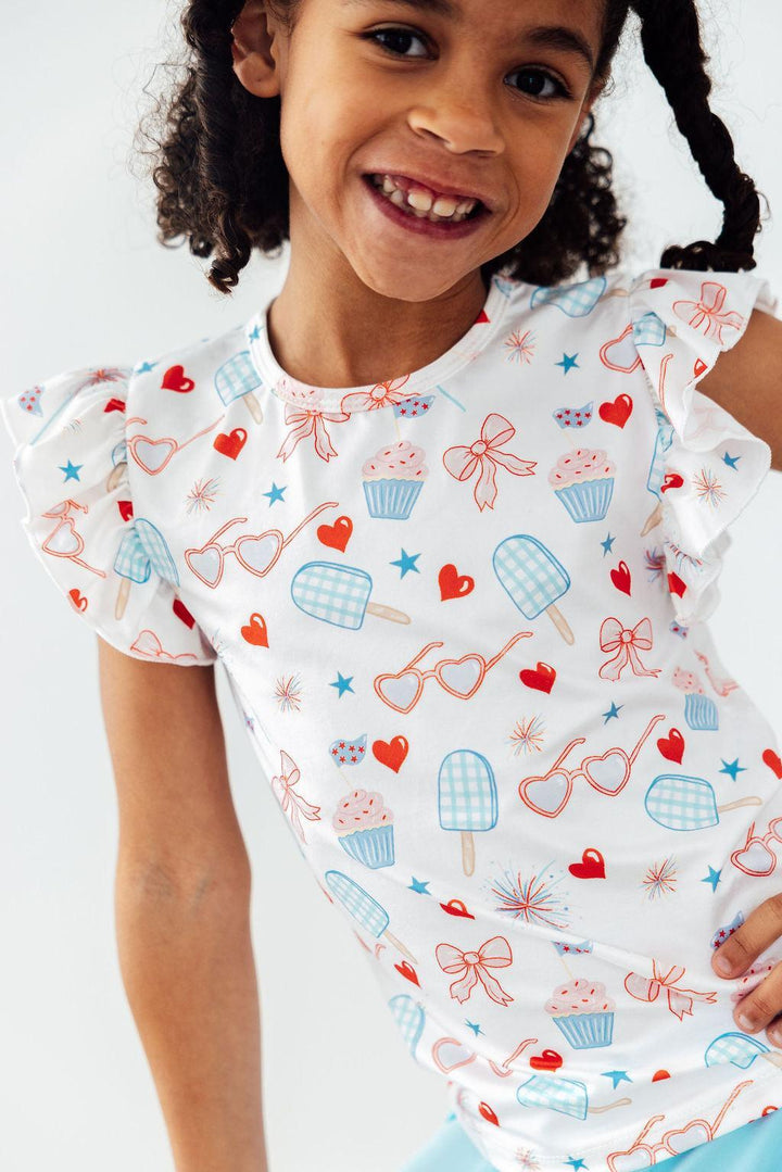 Red, White, &amp; Sweet S/S Ruffle Tee