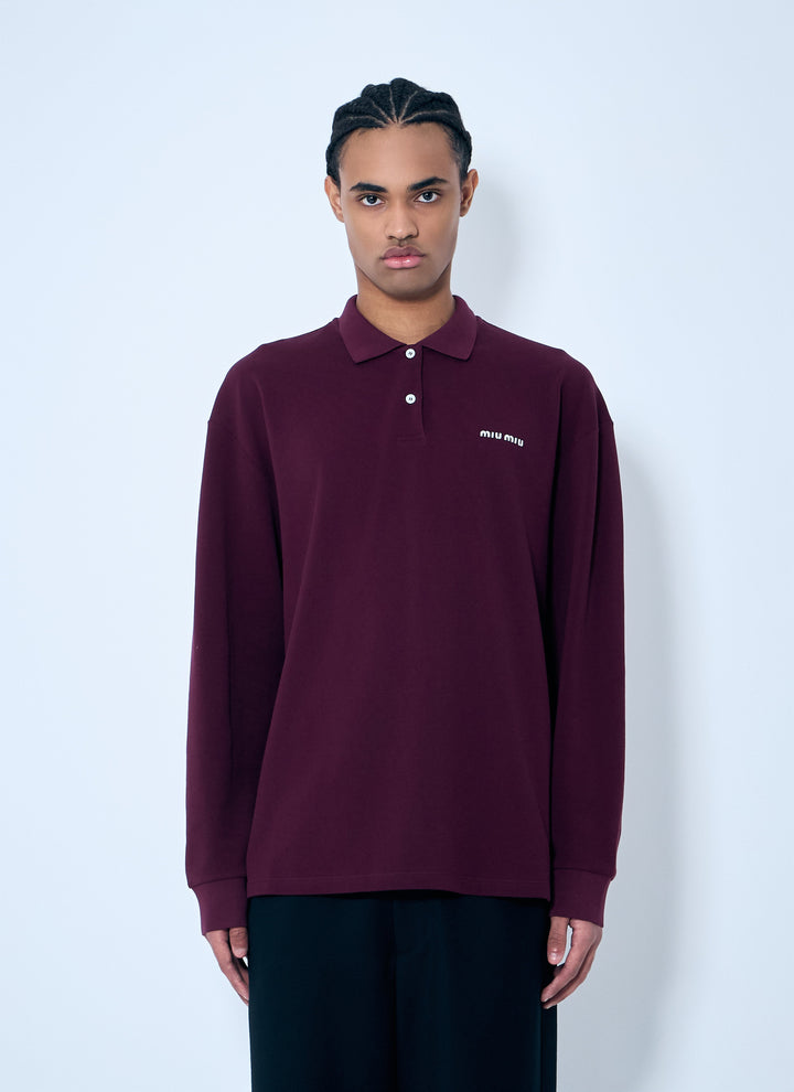 Miu Miu Men Logo Embroidery Polo Shirt