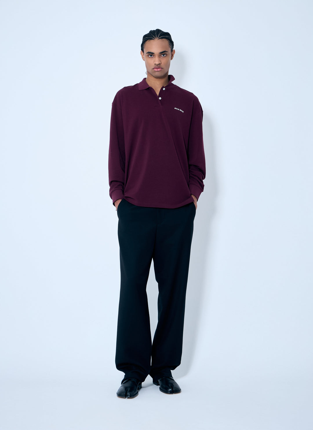 Miu Miu Men Logo Embroidery Polo Shirt