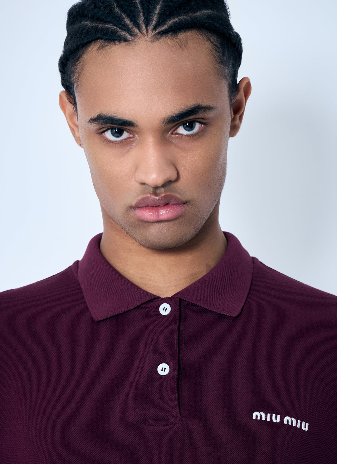 Miu Miu Men Logo Embroidery Polo Shirt