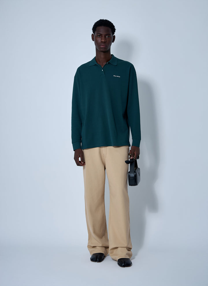 Miu Miu Men Logo Motif Polo Shirt