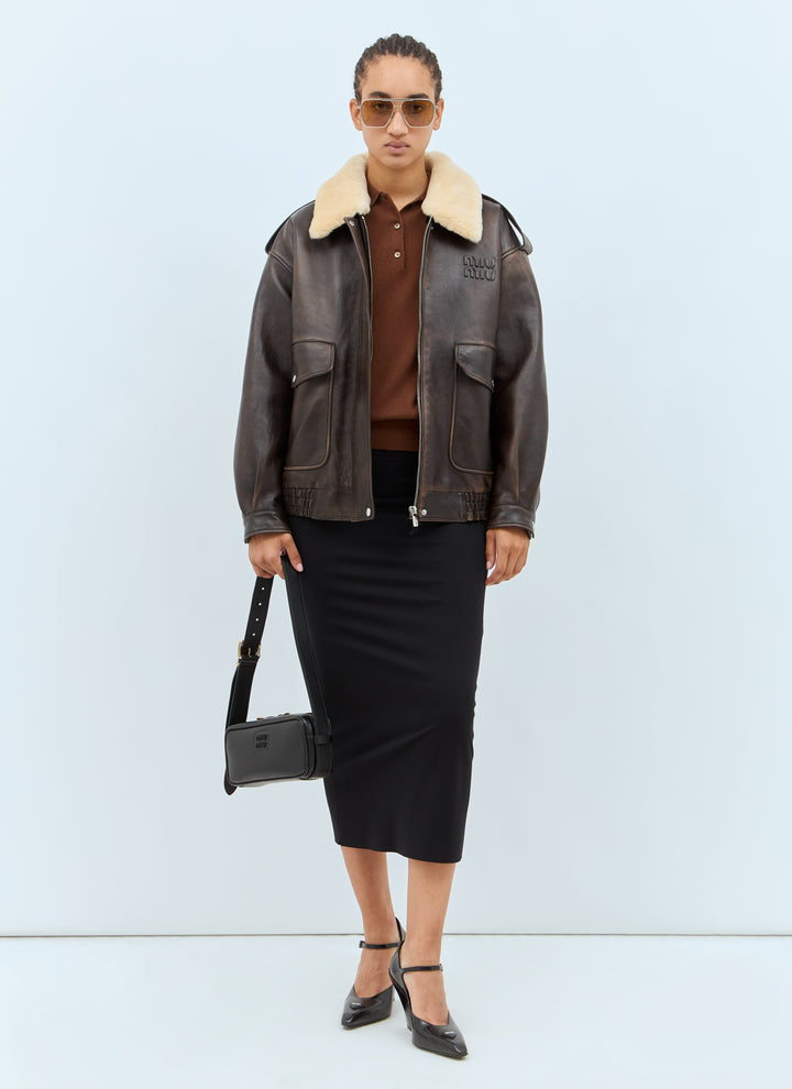 Miu Miu Women Padded Leather Jacket