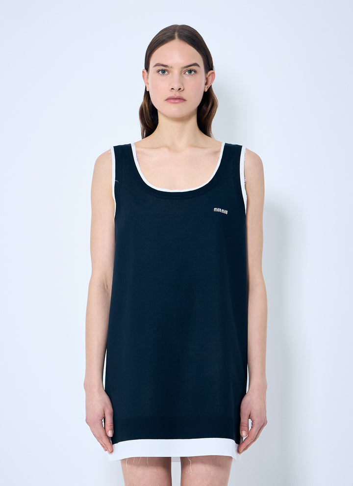 Miu Miu Women Knit And Poplin Mini Dress