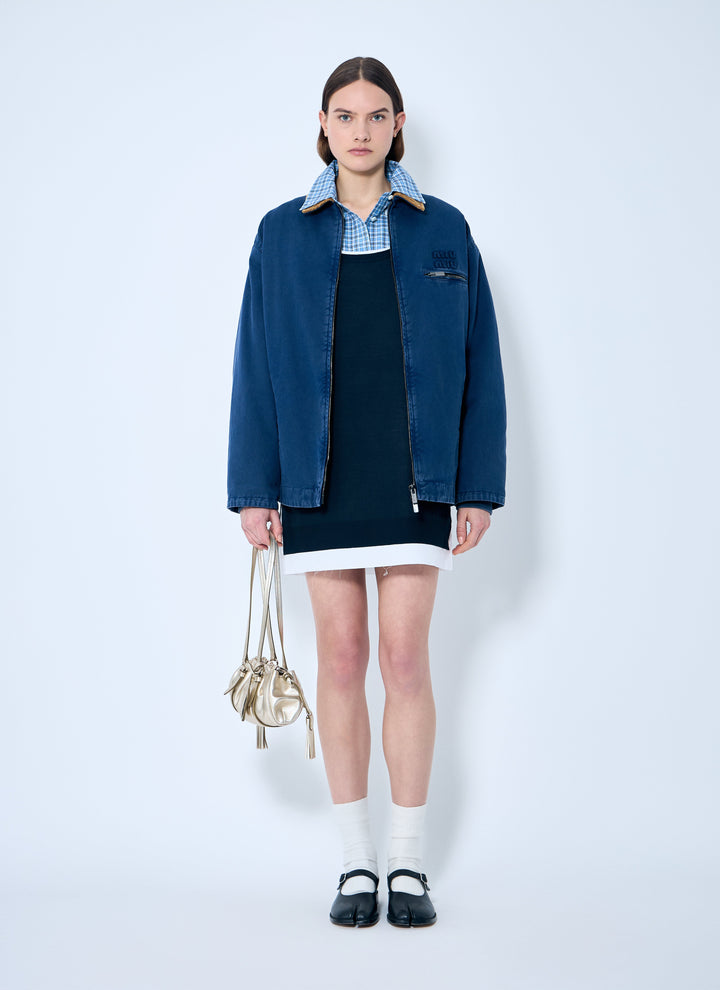 Miu Miu Women Knit And Poplin Mini Dress