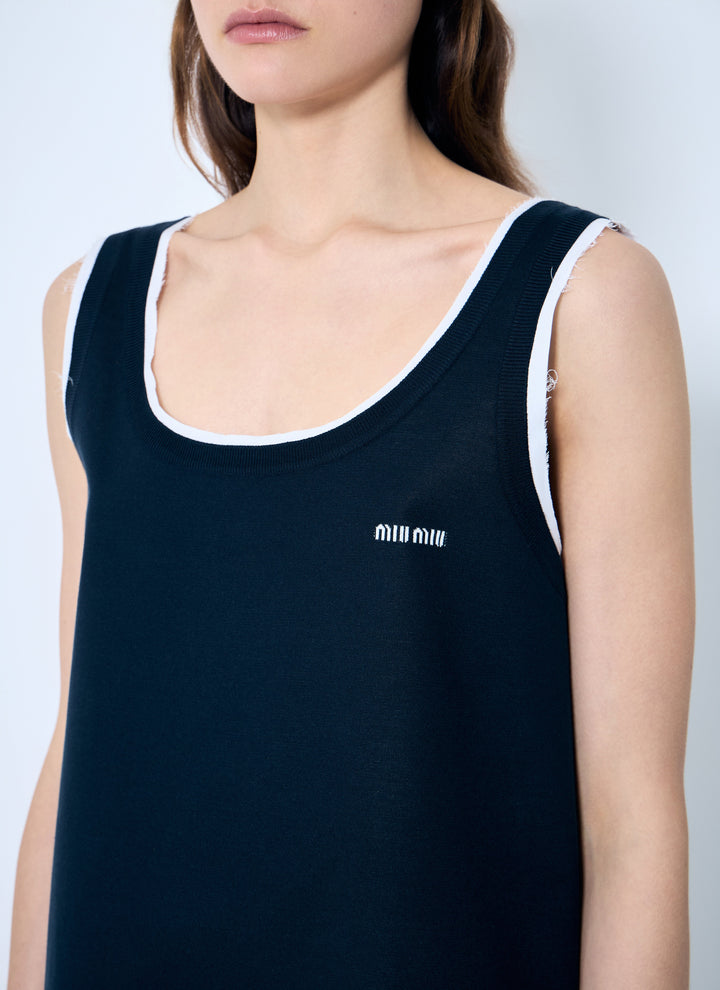 Miu Miu Women Knit And Poplin Mini Dress