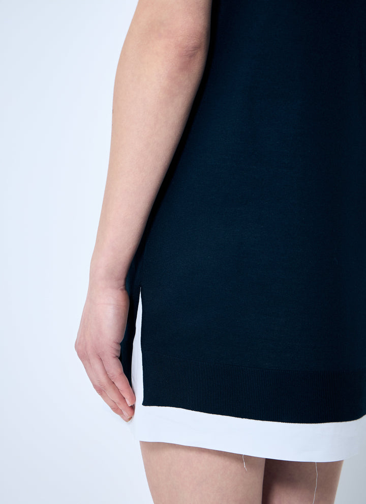 Miu Miu Women Knit And Poplin Mini Dress