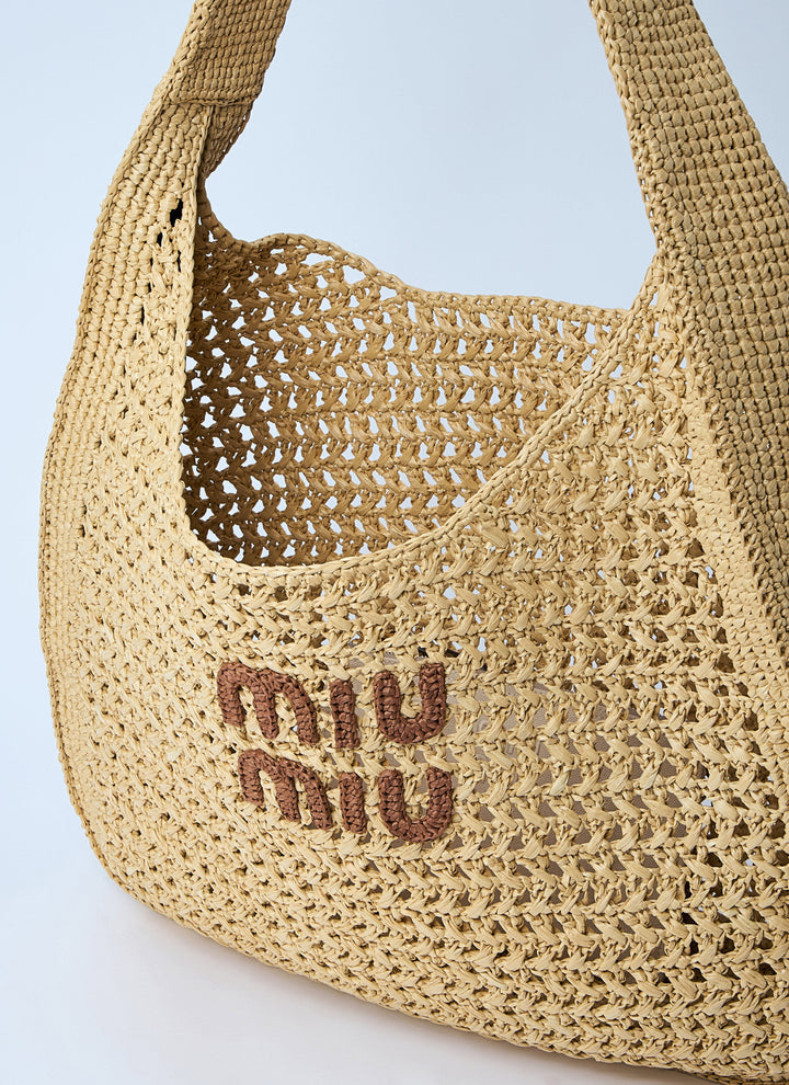 Miu Miu Women Logo Motif Crochet Shoulder Bag
