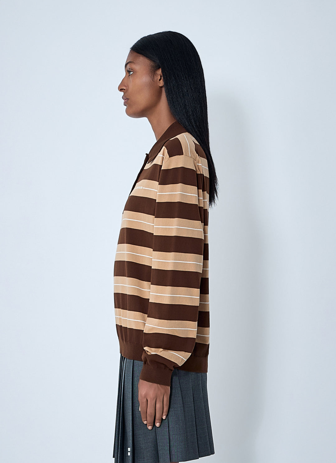 Miu Miu Women Cotton Striped Polo Shirt