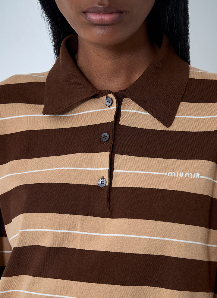 Miu Miu Women Cotton Striped Polo Shirt