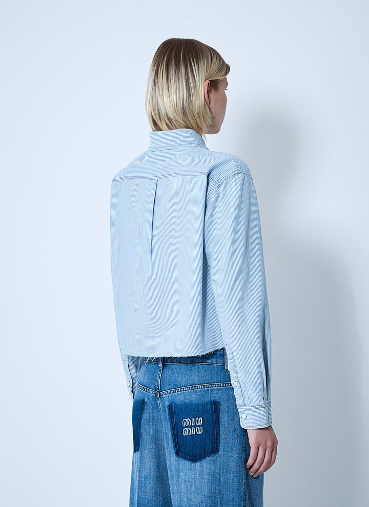 Miu Miu Women Striped Logo Motif Shirt