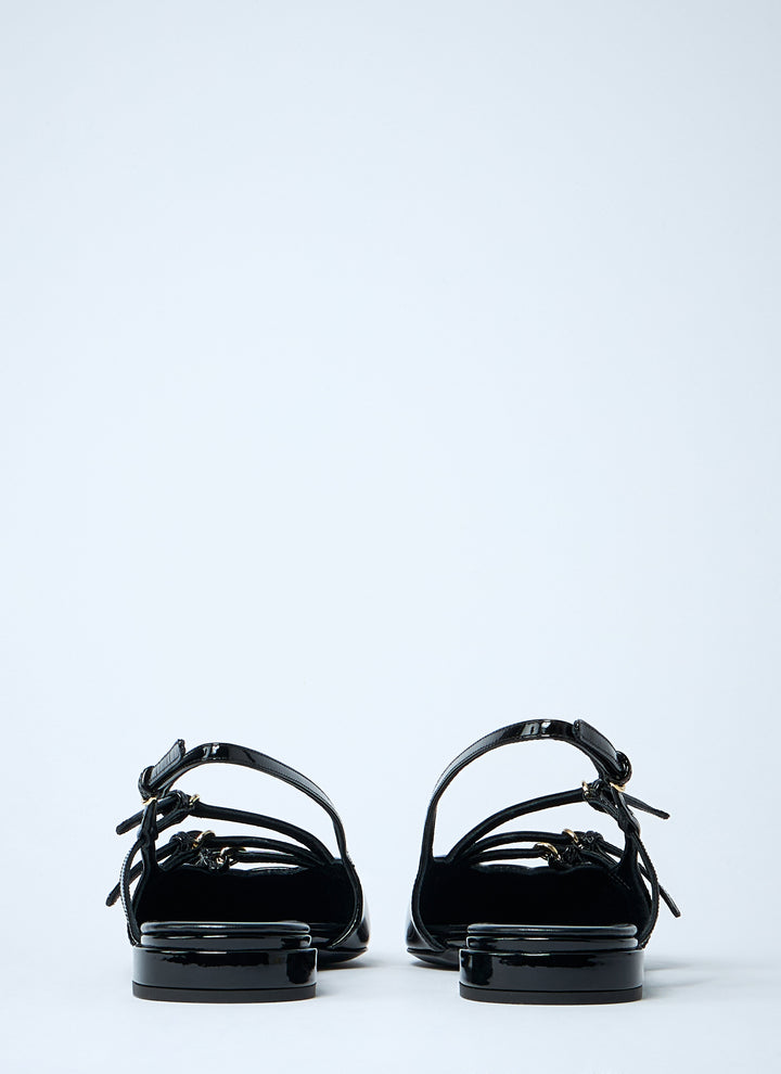 Miu Miu Women Patent Leather Slingback Ballerina Flats