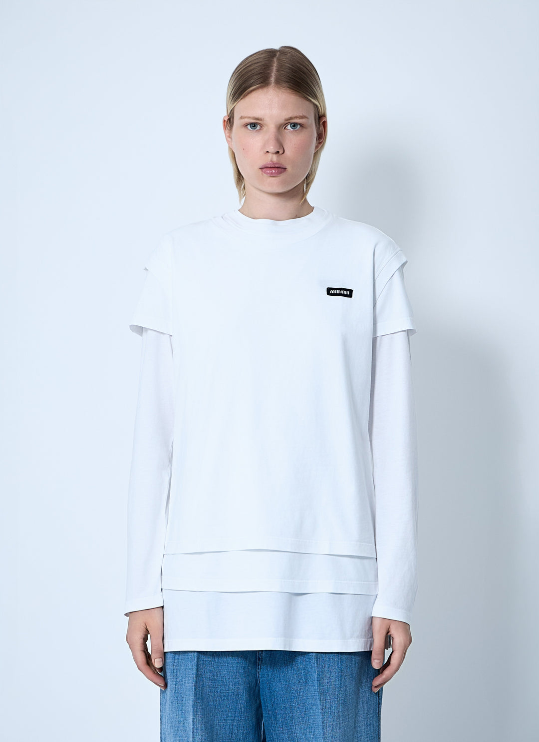 Miu Miu Men Set Of Three Logo Motif T-Shirts