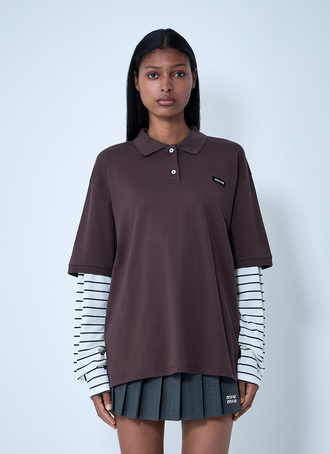 Miu Miu Men Logo Motif Polo Shirt