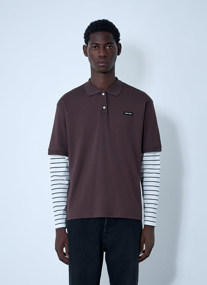Miu Miu Men Logo Motif Polo Shirt