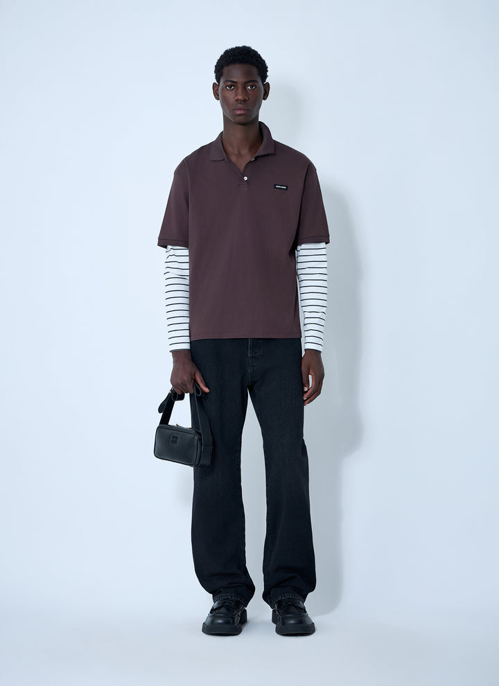 Miu Miu Men Logo Motif Polo Shirt