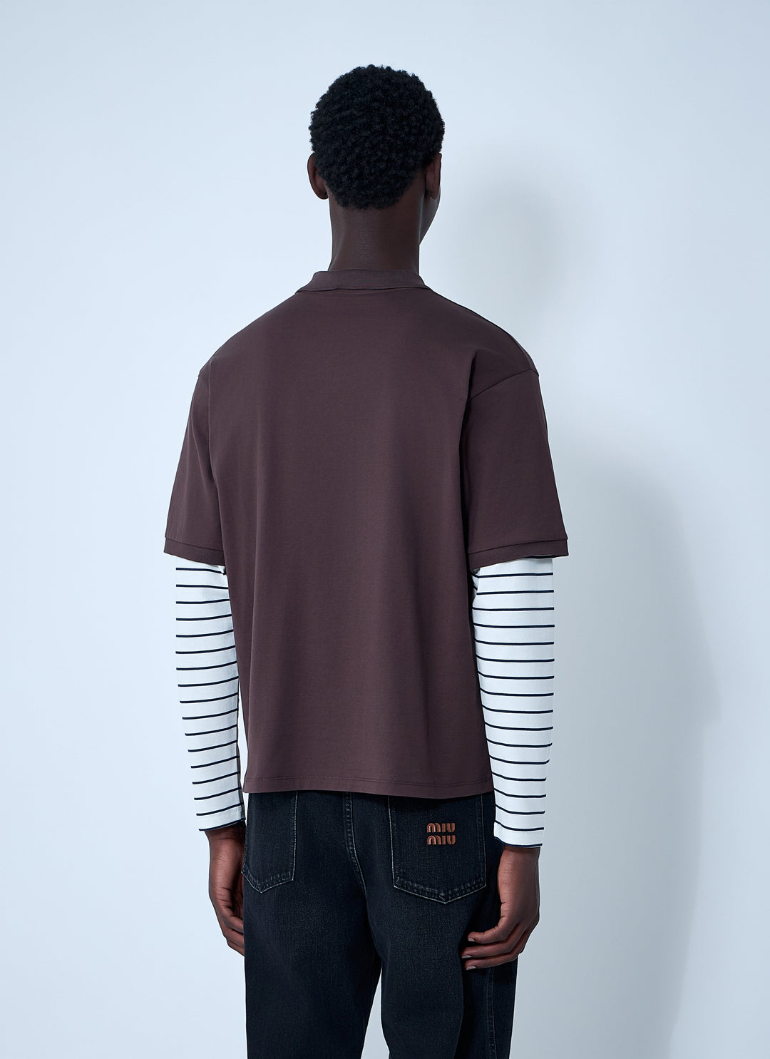 Miu Miu Men Logo Motif Polo Shirt