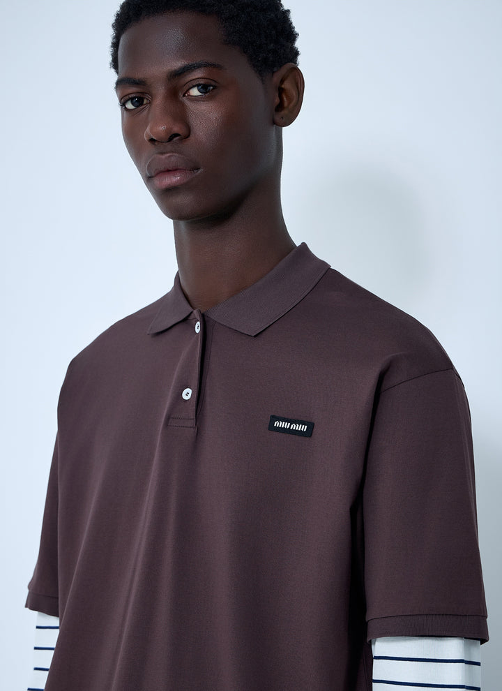 Miu Miu Men Logo Motif Polo Shirt