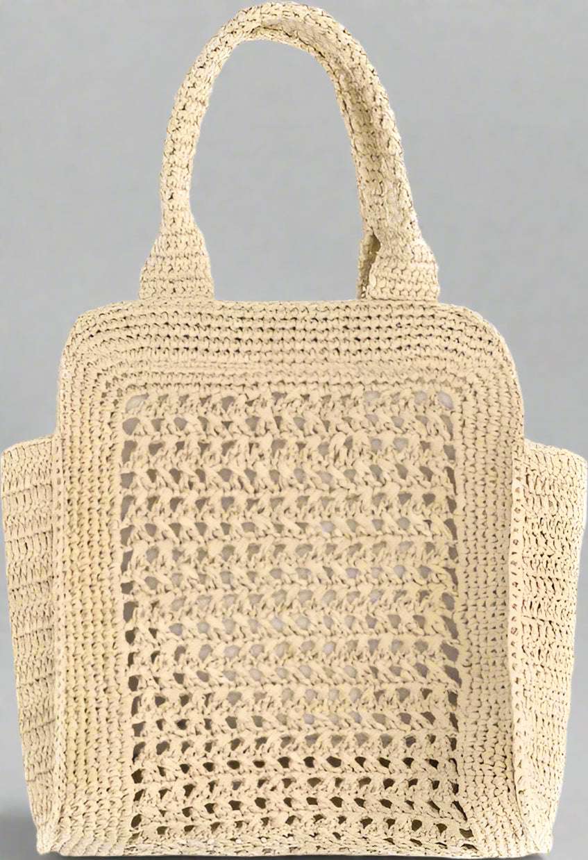 Miu Miu Raffia Handbag with perforated design and front logo