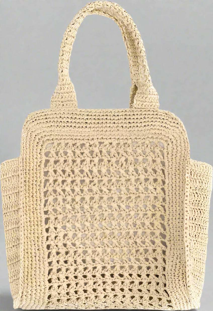 Miu Miu Raffia Handbag with perforated design and front logo