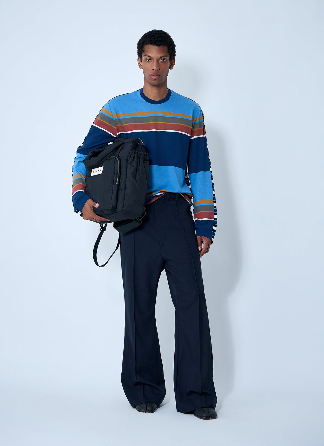 Marni Men Striped Logo Motif T-Shirt