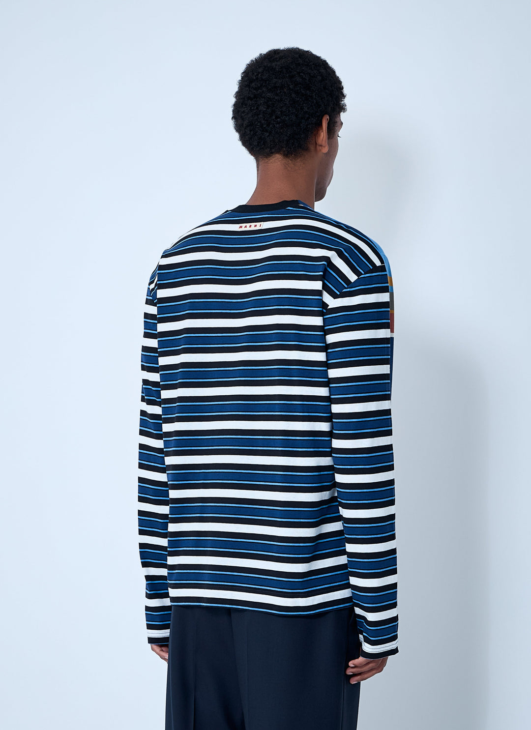 Marni Men Striped Logo Motif T-Shirt