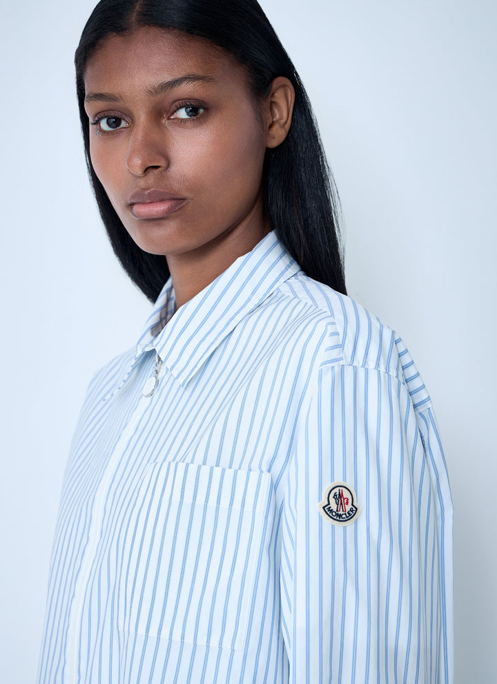 Moncler Women Striped Shirt With Logo Patch