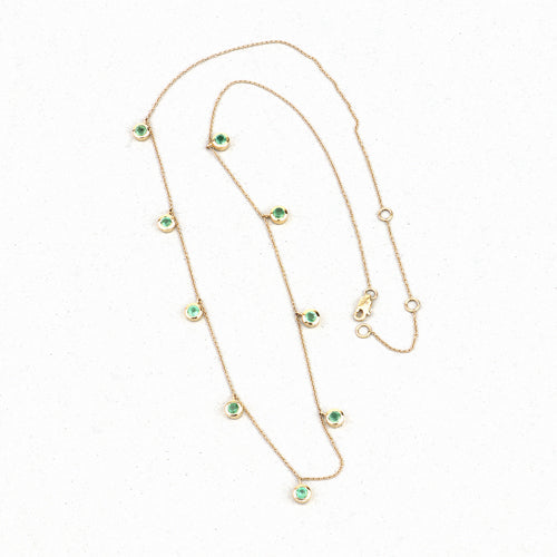 0.90 Carat Genuine Zambian Emerald 10K Yellow Gold Necklace