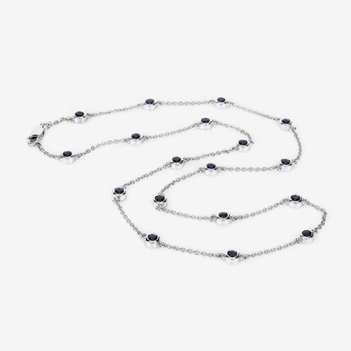 1.98 Carat Genuine Blue Sapphire .925 Sterling Silver Necklace