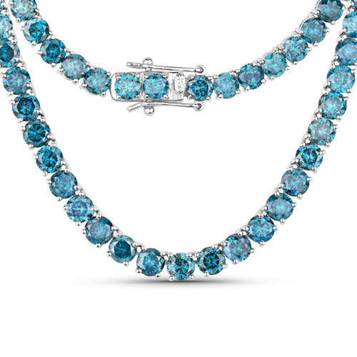 33.24 Carat Genuine Blue Diamond 14K White Gold Necklace