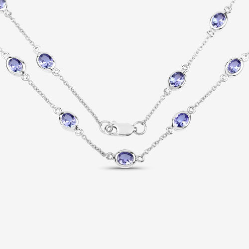 5.94 Carat Genuine Tanzanite .925 Sterling Silver Necklace