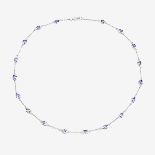 5.94 Carat Genuine Tanzanite .925 Sterling Silver Necklace