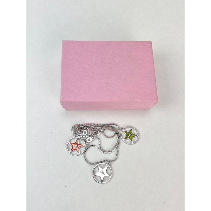 Christian Dior Multi Star Adjustable Silver Finish Necklace