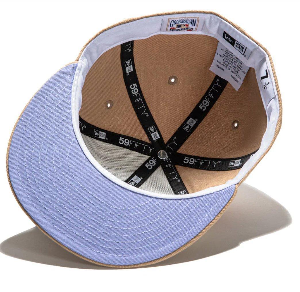 New Era 59 Fifty Sugar Shack 2.0 Toronto Blue Jays 25th Anniversary Patch Rail Hat - White, Tan, Lavender