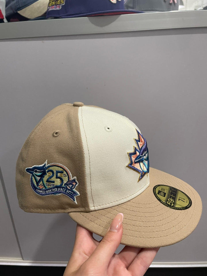New Era 59 Fifty Sugar Shack 2.0 Toronto Blue Jays 25th Anniversary Patch Rail Hat - White, Tan, Lavender