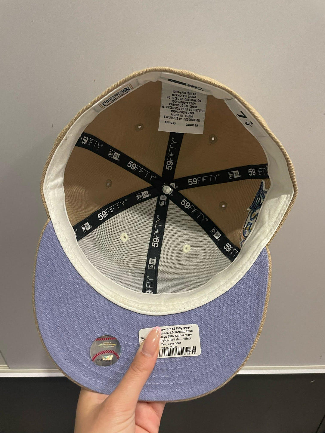 New Era 59 Fifty Sugar Shack 2.0 Toronto Blue Jays 25th Anniversary Patch Rail Hat - White, Tan, Lavender