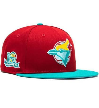 New Era 59FIFTY Captain Planet 2.0 Toronto Blue Jays 10TH Anniversary Patch Hat - Red, Teal