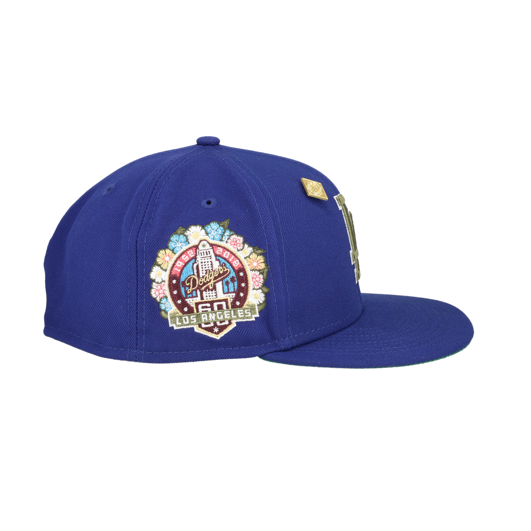 Los Angeles Dodgers 60th Anniversary Patch Floral Collection Fitted Hat