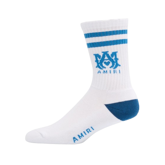 Amiri Men's MA Stripe Crew Socks White/Blue