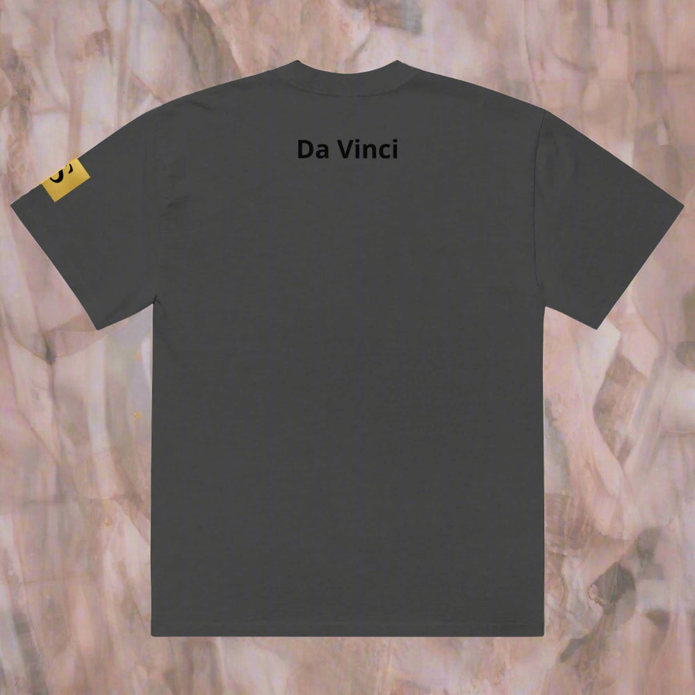 Product"DAVINCI" unisex Oversized graphic print faded t-shirtmockup