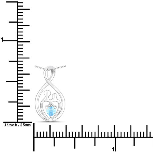 0.13 Carat Genuine Swiss Blue Topaz .925 Sterling Silver Pendant