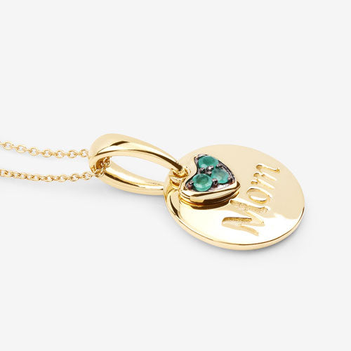 0.17 Carat Genuine Emerald .925 Sterling Silver Pendant