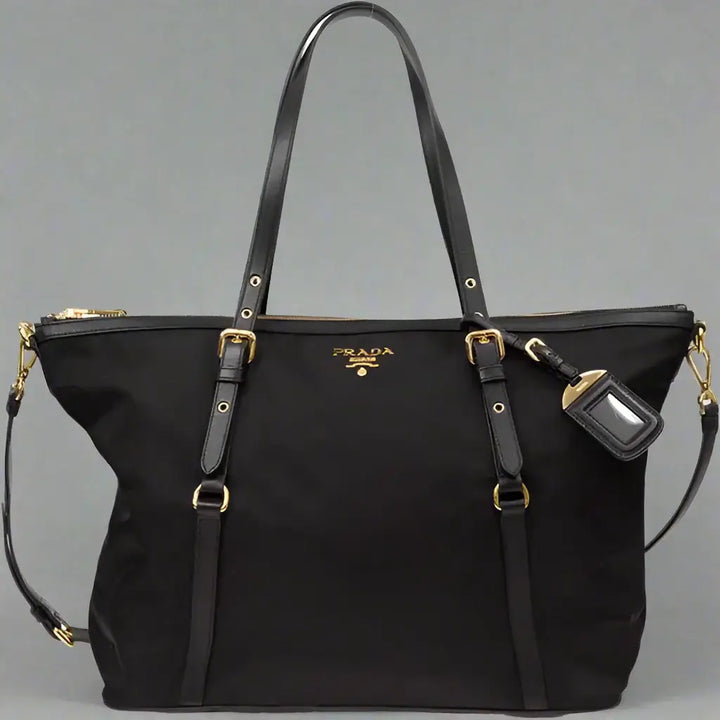PRADA women's black Nylon Gallery Pocono Tote Bag