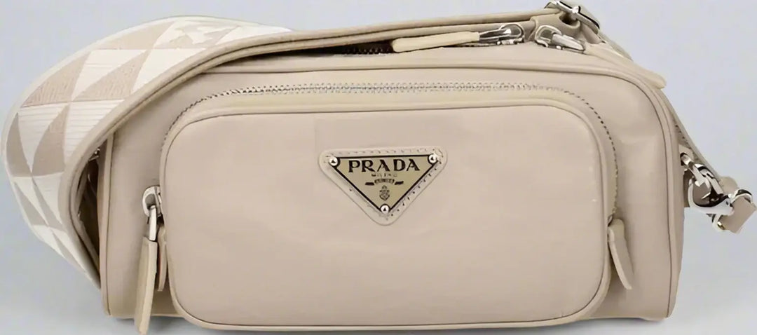 PRADA women's  Beige Leather Crossbody Bag