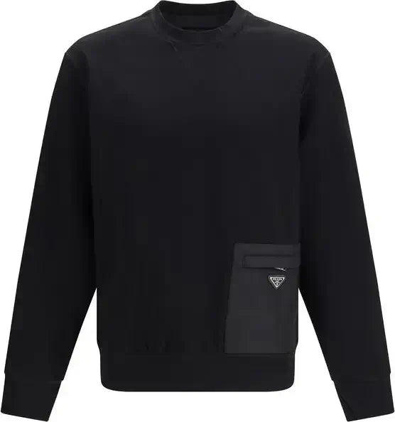Black sweatshirt with a pocket on a white background