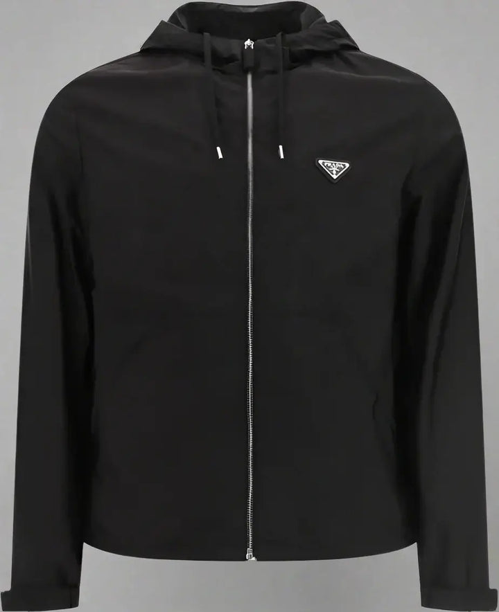 Black jacket with a brand logo on a white background