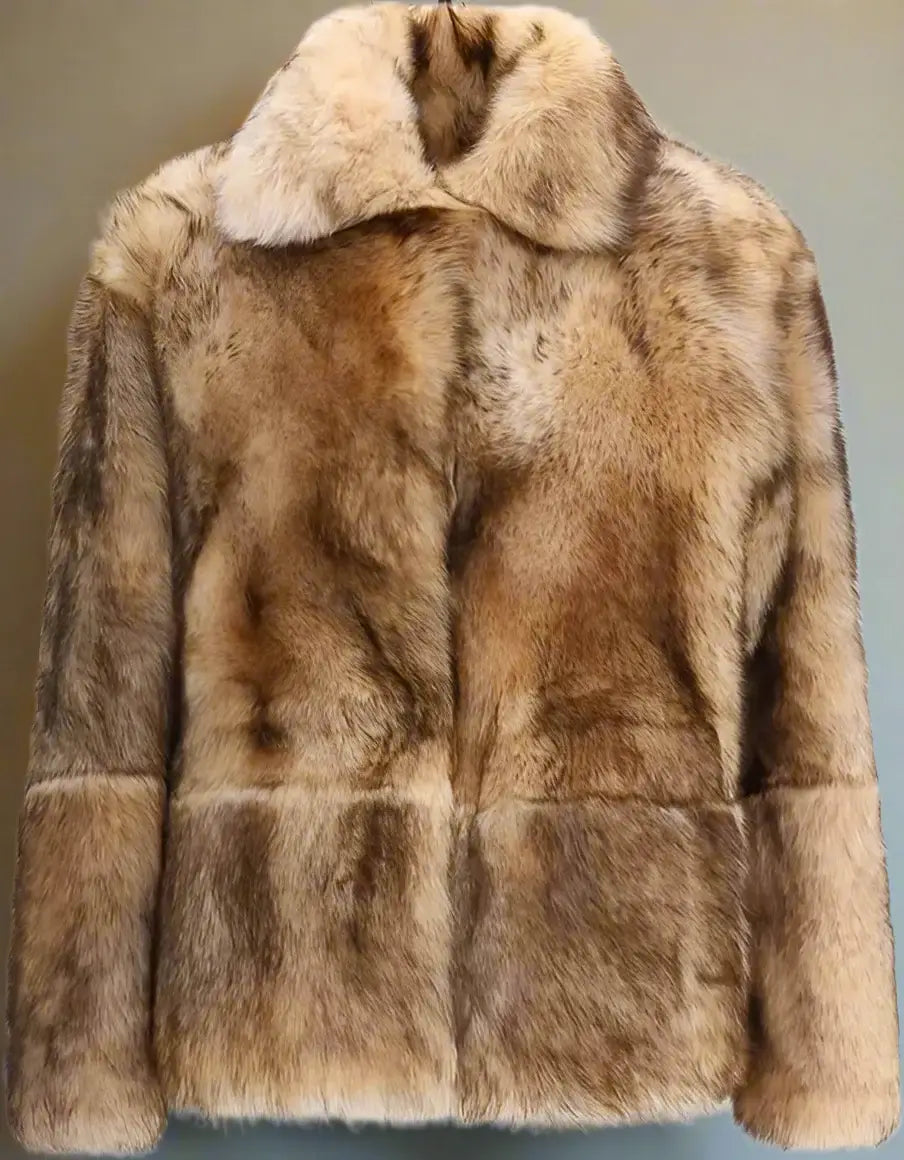 Brown fur coat on a white background