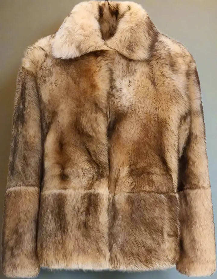 Brown fur coat on a white background