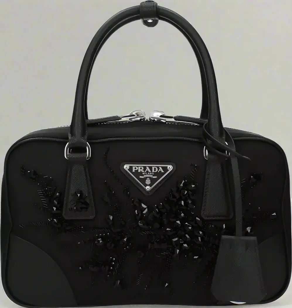 PRADA women's Black Fabric Handbag