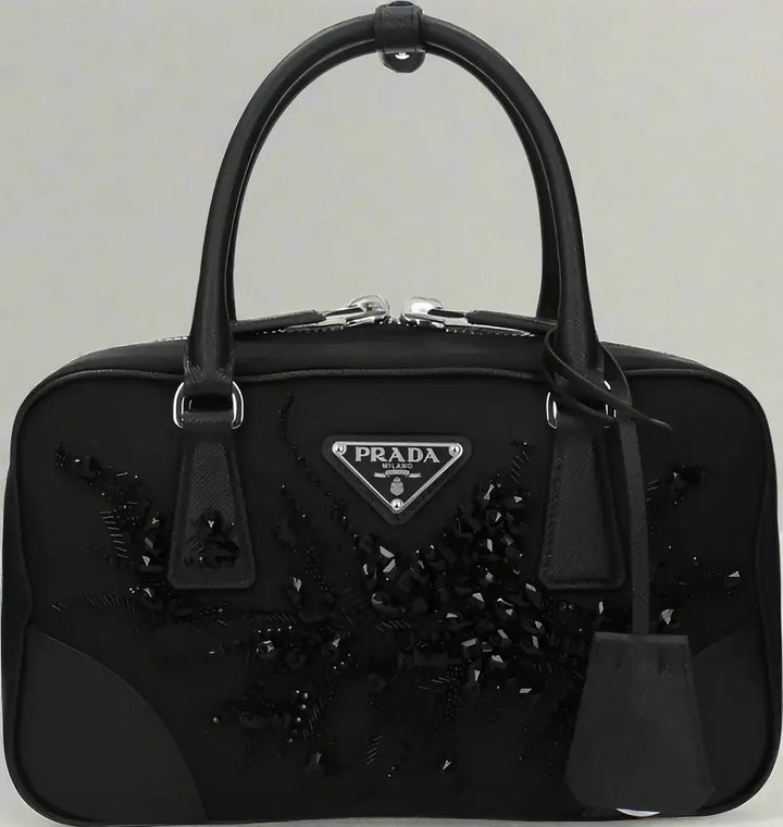 PRADA women's Black Fabric Handbag