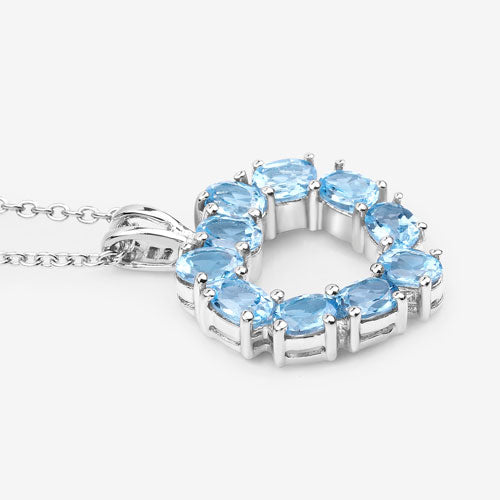 1.90 Carat Genuine Swiss Blue Topaz .925 Sterling Silver Pendant